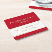 任意の年のカスタム懇親会クラスパーティー紙コースター スクエアペーパーコースター (アングル)