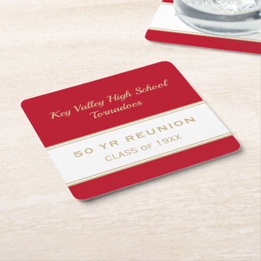 任意の年のカスタム懇親会クラスパーティー紙コースター スクエアペーパーコースター (アングル)