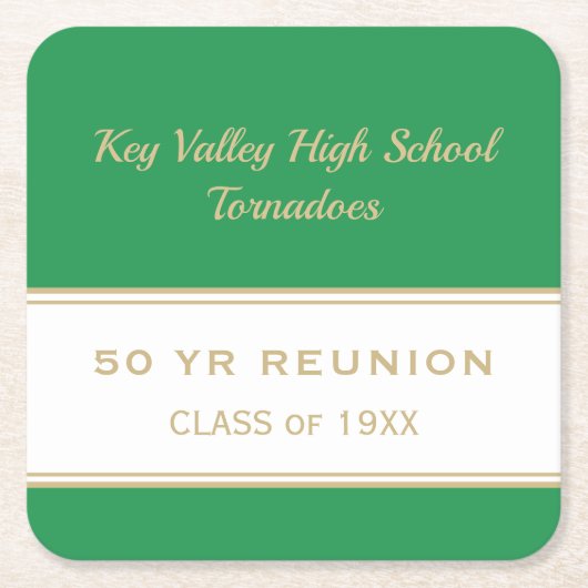 任意の年のカスタム懇親会クラスパーティー紙コースター スクエアペーパーコースター (正面)