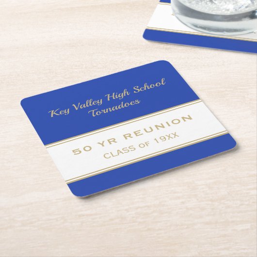 任意の年のカスタム懇親会クラスパーティー紙コースター スクエアペーパーコースター (アングル)