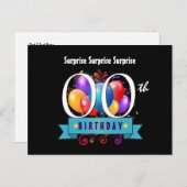 任意の年のサプライズ誕生日パーティバルーンB0Z インビテーションポストカード (正面/裏面)