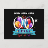 任意の年のサプライズ誕生日パーティバルーンB0Z インビテーションポストカード (正面)