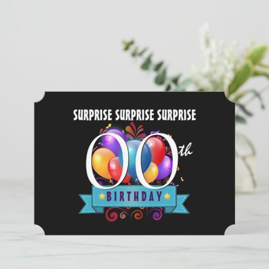 任意の年のサプライズ誕生日パーティー風船A06 招待状 (スタンド正面)