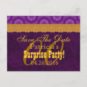 任意の年のサプライズ誕生日日付を保存する紫a1 案内ポストカード (正面)