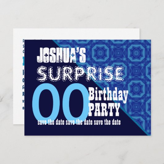 任意の年のサプライズ誕生日日付W004Zを保存 案内ポストカード (正面/裏面)