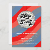 任意の年のレトロディスコボール誕生日招待状 招待状 (正面)