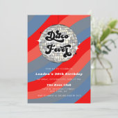 任意の年のレトロディスコボール誕生日招待状 招待状 (スタンド正面)