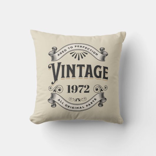 任意の年のヴィンテージ誕生日 クッション (正面)