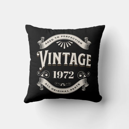 任意の年のヴィンテージ誕生日 クッション (裏面)