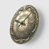 任意の年のヴィンテージ金ゴールドのラウンドクロック ラウンド壁時計 (傾斜)