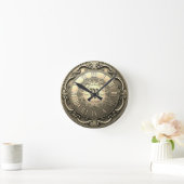 任意の年のヴィンテージ金ゴールドのラウンドクロック ラウンド壁時計 (ホーム)