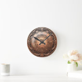 任意の年のヴィンテージ銅結婚ルックの記念日R ラウンド壁時計 (ホーム)