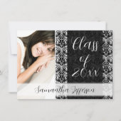 任意の年の写真卒業発表、シックなブラック 招待状 (正面)