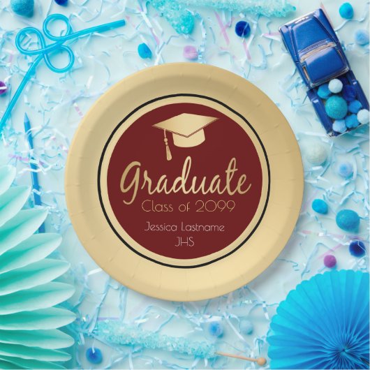 任意の年の大学院金ゴールド ペーパープレート (パーティー)