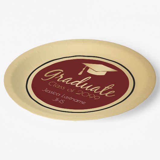 任意の年の大学院金ゴールド ペーパープレート (アングル)