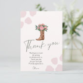 任意の年の西女性のカーボーイピンクの誕生日 サンキューカード (スタンド正面)