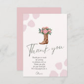 任意の年の西女性のカーボーイピンクの誕生日 サンキューカード (正面/裏面)