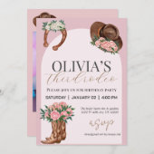 任意の年の西女性のカーボーイ写真誕生日 招待状 (正面/裏面)