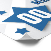 任意の年の誕生日スターバナーブルーとシルバーV06 ポスター (角)