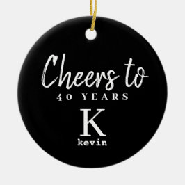 任意の年の誕生日モノグラム名のカスタム セラミックオーナメント