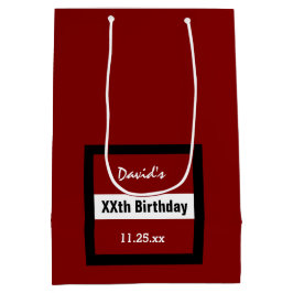 任意の年の誕生日レッドとブラックフレームカスタムZ02 ミディアムペーパーバッグ