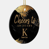 任意の年の誕生日応援黒金ゴールド セラミックオーナメント (右)