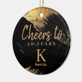 任意の年の誕生日応援黒金ゴールド セラミックオーナメント (左)