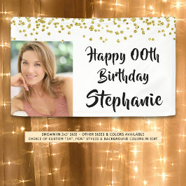 任意の年の誕生日紙吹雪ブラシスクリプトの写真 横断幕