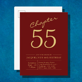 任意の年の赤い金ゴールドスクリプト誕生日 インビテーションポストカード