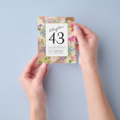 任意の年の金ゴールドフローラ誕生日招待状 チラシ (手)