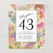 任意の年の金ゴールドフローラ誕生日招待状 チラシ (正面)