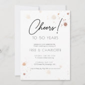 任意の年の金ゴールド水彩50周年記念パーティー 招待状 (正面)