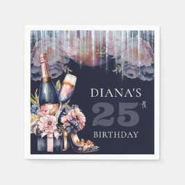 任意の年アダルト誕生日シャンパンヒール スタンダードカクテルナプキン
