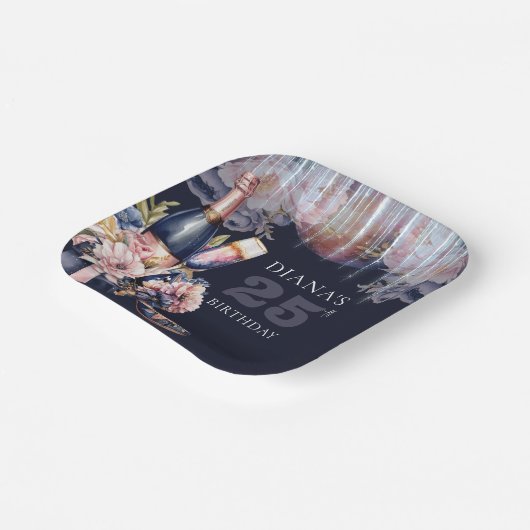 任意の年アダルト誕生日シャンパンヒール ペーパープレート (傾斜あり)