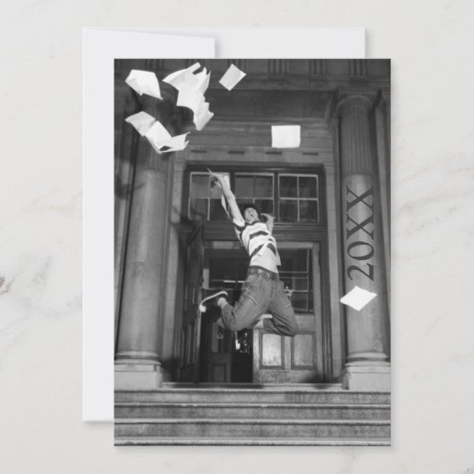 任意の年カスタム間の写真卒業発表 招待状 (正面)