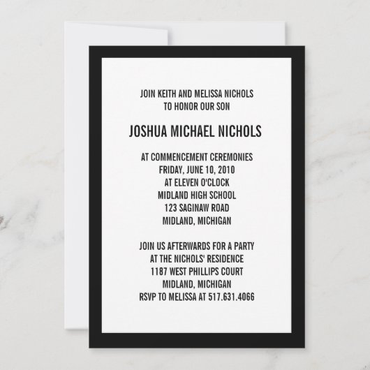 任意の年カスタム間の写真卒業発表 招待状 (裏面)