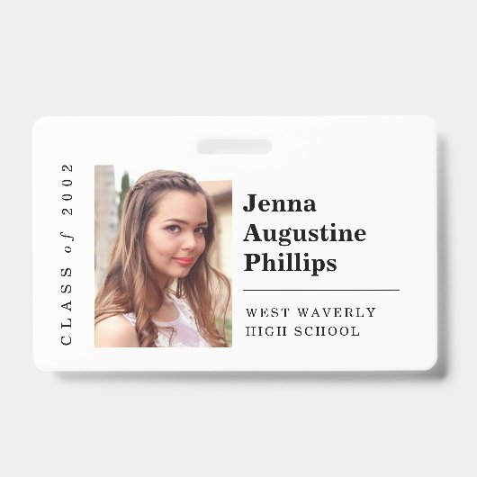 任意の年クラス懇親会名バッジ/写真とのラベル バッジ (正面)