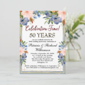 任意の年シックなフローラカスタム結婚記念日 招待状 (スタンド正面)