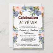 任意の年シックなフローラカスタム結婚記念日 招待状 (正面)