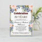 任意の年シックなフローラカスタム結婚記念日 招待状 (スタンド正面)