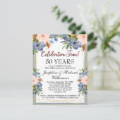 任意の年シックフローラ結婚予算の記念日 招待状 (スタンド正面)