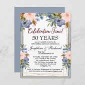 任意の年シックフローラ結婚予算の記念日 招待状 (正面/裏面)