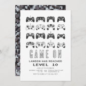 任意の年ミニマリストレベルアップゲーマー誕生日 招待状 (正面/裏面)