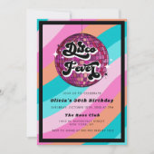 任意の年レトロディスコボールピンク誕生日招待状 招待状 (正面)