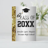 任意の年度のシルバーと金ゴールドの卒業案内を追加 招待状 (スタンド正面)