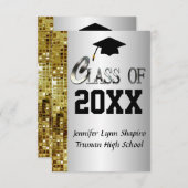 任意の年度のシルバーと金ゴールドの卒業案内を追加 招待状 (正面/裏面)