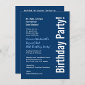 任意の年度の誕生日ネモダンービーブルーホワイトV101A 招待状 (正面/裏面)