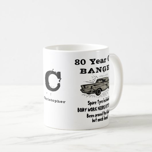 任意の年齢おもしろい誕生日マグジョークカーユーザー名を追加 コーヒーマグカップ (正面右)