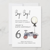 任意の年齢でドライブ誕生日パレードレトロブルーカー 招待状 (正面)