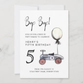 任意の年齢でドライブ誕生日パレードレトロブルーカー 招待状 (正面)